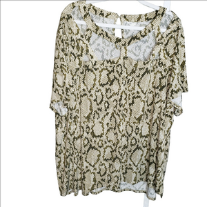 Cato Snakeskin Print Blouse Cutout 26W 28W